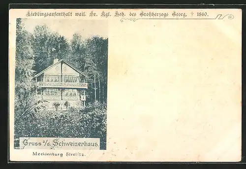 AK Strelitz /Mecklenburg, Gasthof Schweizerhaus im Sonnenschein