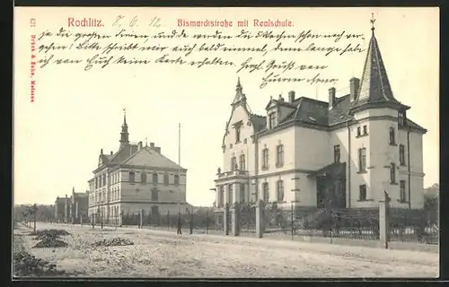 AK Rochlitz, Bismarckstrasse mit Realschule