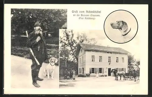 AK Dresden-Klotzsche, Gasthaus Schänkhübel, Bautzner Chaussee, Jagdhund