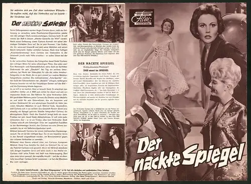 Filmprogramm DNF, Der nackte Spiegel, Terence Morgan, Hazel Court, Regie: John Lemont