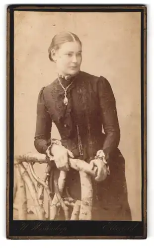 Fotografie H. Westendorp, Elberfeld, Herzog-Strasse 26, Portrait junge Dame in zeitgenössischer Kleidung