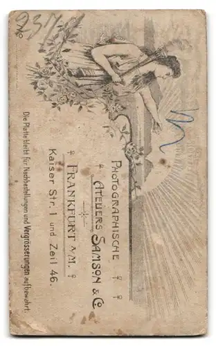 Fotografie Samson & Co., Frankfurt / Main, Kaiserstr. 1, niedliches Mädchen mit Hut