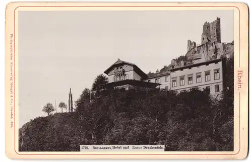 Fotografie Stengel & Co., Dresden, Ansicht Königswinter, Restaurant, Hotel & Ruine Drachenfels