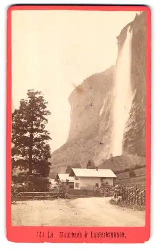 Fotografie A. Gabler, Interlaken, Ansicht Lauterbrunnen, Blick zum Staubbachfall
