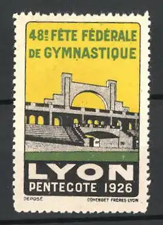 Reklamemarke Lyon, 48. Fete Fédérale de Gymnastique 1926, Stadion, Teilansicht