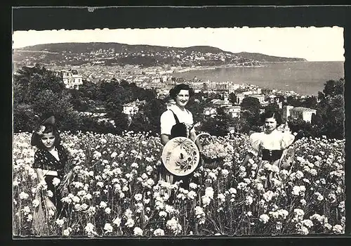 AK Nice, La cueillette des oeillets, Frauen pflücken Blumen