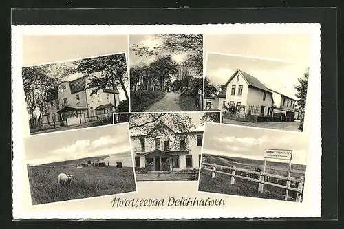 AK Deichhausen / Nordsee, Teilansichten vom Ort