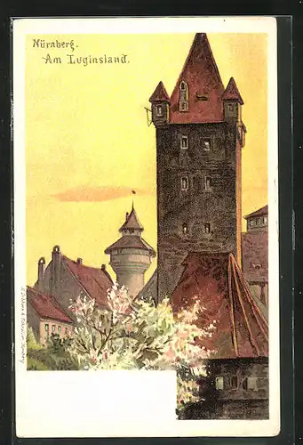 Lithographie Nürnberg, Turm am Luginsland
