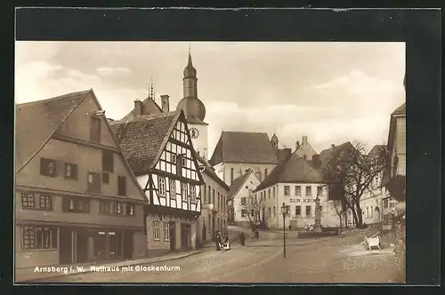 AK Arnsberg i. W., Rathaus mit Glockenturm