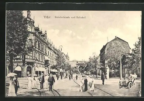 AK Trier, Bahnhofstrasse und Bahnhof