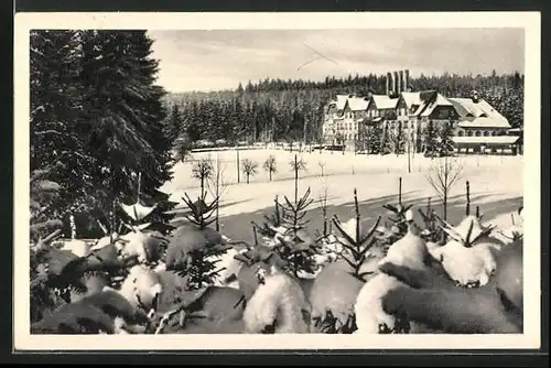 AK Adorf I.V., Leipziger Heilstätte im Winter