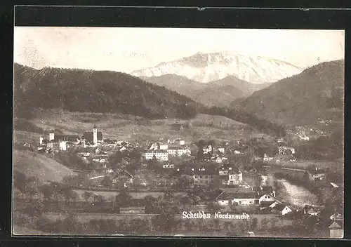 AK Scheibbs, Nordansicht der Stadt mit Ötscher