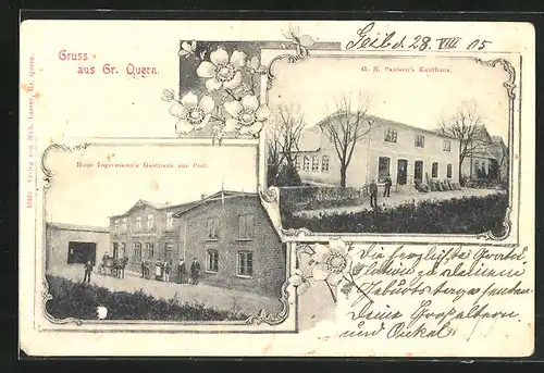 AK Gr. Quern, Gasthaus zur Post, G. N. Paulsen`s Kaufhaus