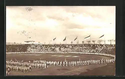 AK Duisburg a / Rhein, Aufmarsch von 6000 Knaben im Stadion bei den Vaterländischen Festspielen