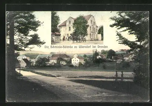 AK Ullersdorf b. Dresden, Gasthaus Schmiedeschänke