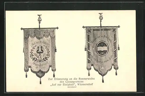 AK Wiemersdorf / Holstein, Zur Erinnerung an die Bannerweihe des Gesangsvereins 1911, Auf zur Einigkeit