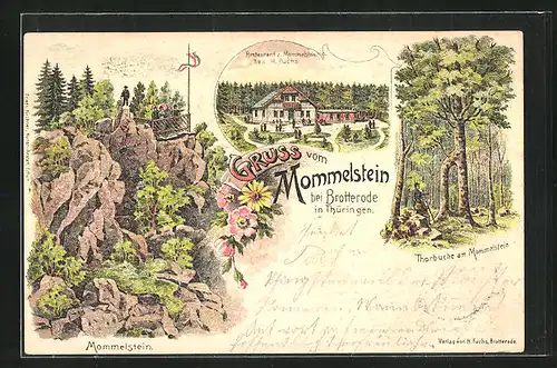 Lithographie Brotterode, Restaurant z. Mommelstein, Thorbuche