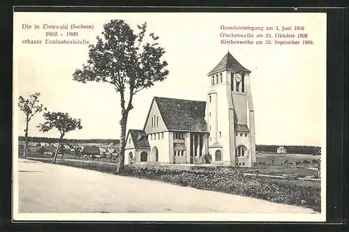 AK Zinnwald, Strasse an der Exulantenkirche