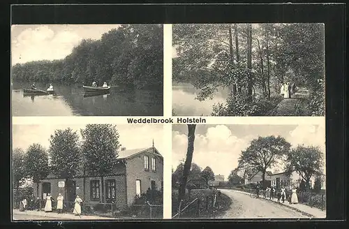 AK Weddelbrook / Holstein, Gasthaus, Seepartie, Strassenpartie