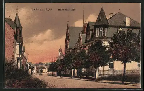 AK Castellaun, Blick in die Bahnhofstrasse