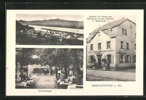 AK Oberwinter a. Rh., Gasthof zur Krone, Inh. Beckmann-Loosen, Weinbau und Weinhandel