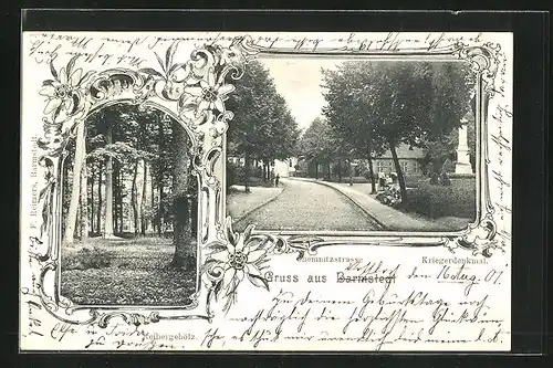 AK Barmstedt, Kriegerdenkmal in der Chemnitzerstrasse, Reihergehölz