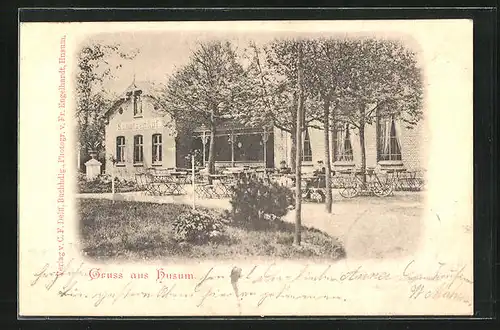 AK Husum, Gasthof Schützenhaus mit Terrasse