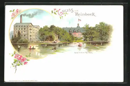 Lithographie Reinbeck, Hotel Schloss Reinbeck