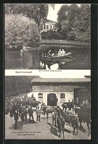 AK Barmstedt, Remonte Markt an der Königstrasse, Schloss Rantzau