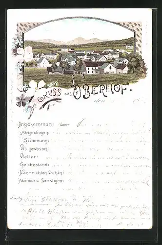 Lithographie Oberhof, Panorama der Ortschaft