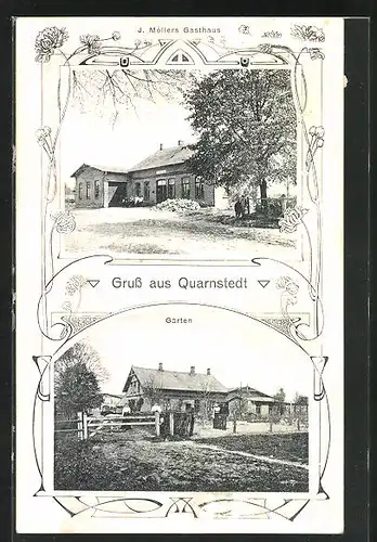 AK Quarnstedt, Gasthaus J. Möllers mit Gartenansicht