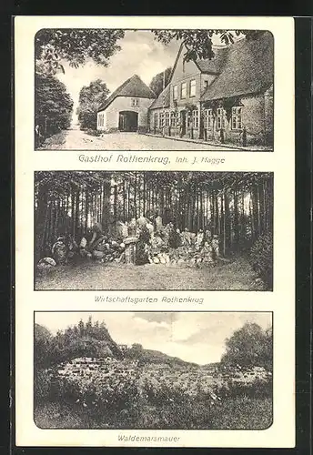 AK Dannewerk, Gasthof Rotehnkrug von J. Hagge, Wirtschaftsgarten Rothenkrug, Waldemarsmauer