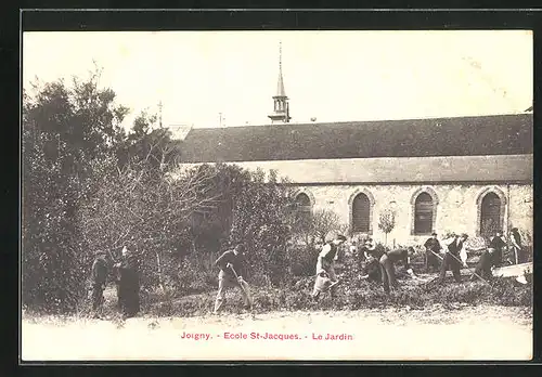 AK Joigny, Ecole St-Jacques, Le Jardin, Bauern bei der Arbeit