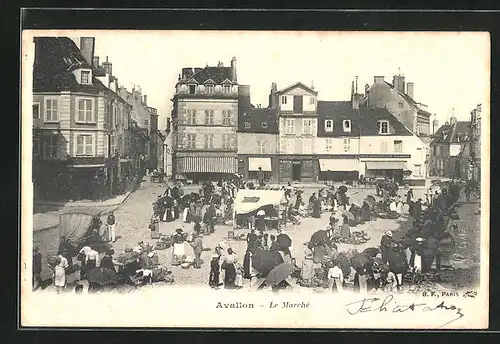 AK Avallon, Le Marche, Stände auf dem Wochenmarkt