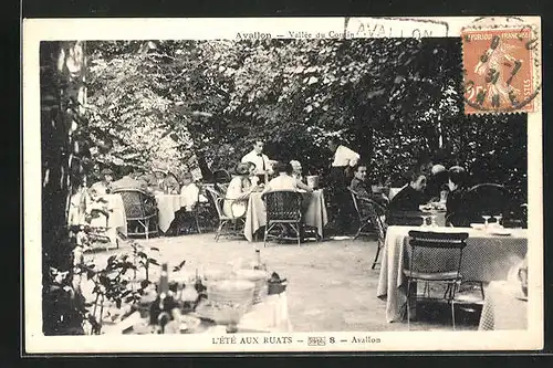AK Avallon, Vallee du Cousin, L`Ete aux Ruats, Szene im Gartenlokal