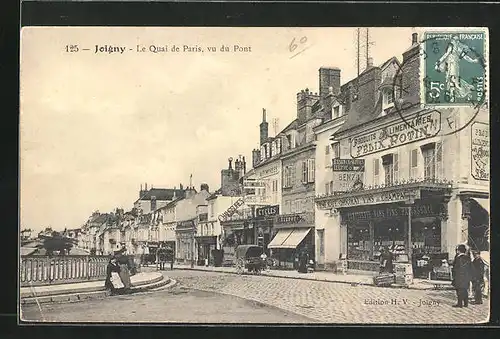 AK Joigny, Le Quai de Paris, vu du Pont