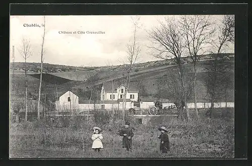 AK Chablis, Chateau et Cote Grenouilles, Kinder auf dem Feld