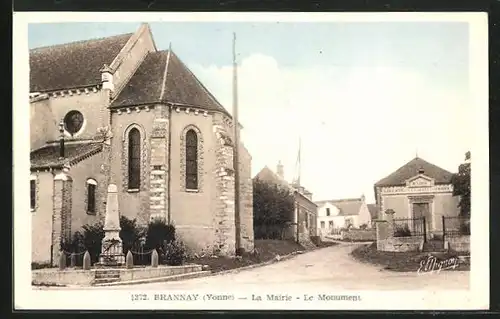 AK Brannay, La Mairie, Le Monument