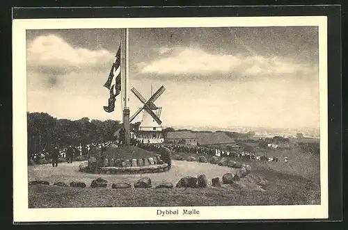 AK Düppel, Windmühle mit Flagge