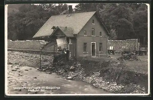AK Antonsthal, Unwetterzerstörung eines Hauses am 06. Juli 1931