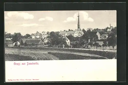 AK Dennheritz, Panorama mit der Kirche