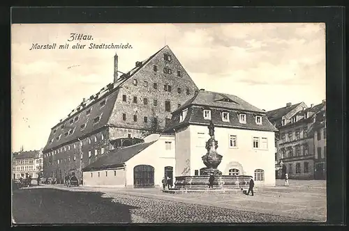 AK Zittau, Marstall mit alter Stadtschmiede