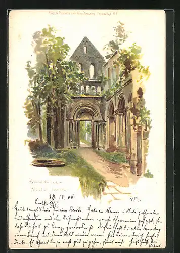 Lithographie Paulinzella, Kloster-Ruine