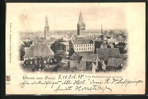 AK Soest, Panoramablick vom Paulikirchturm