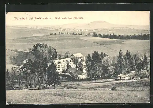AK Warmbad bei Wolkenstein, Ortspanorama mit Blick auf den Pöhlberg