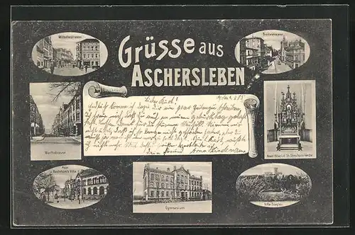 AK Aschersleben, Bestehorn's Villa, Worthstrasse, Villa Douglas, Breitestrasse