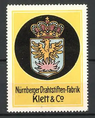 Reklamemarke Nürnberger Drahtstiften-Fabirk Klett & Co., Wappen