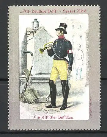 Reklamemarke Serie 1, Alt-Deutsche Post, Bild 8, Postbote der Kurhessischen Postillon in Uniform