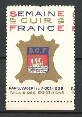 Reklamemarke Paris, Semaine du Cuir de France 1928, Stadtwappen