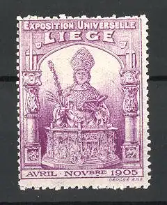 Reklamemarke Liege, Exposition Universelle 1905, Statue eines Geistlichen